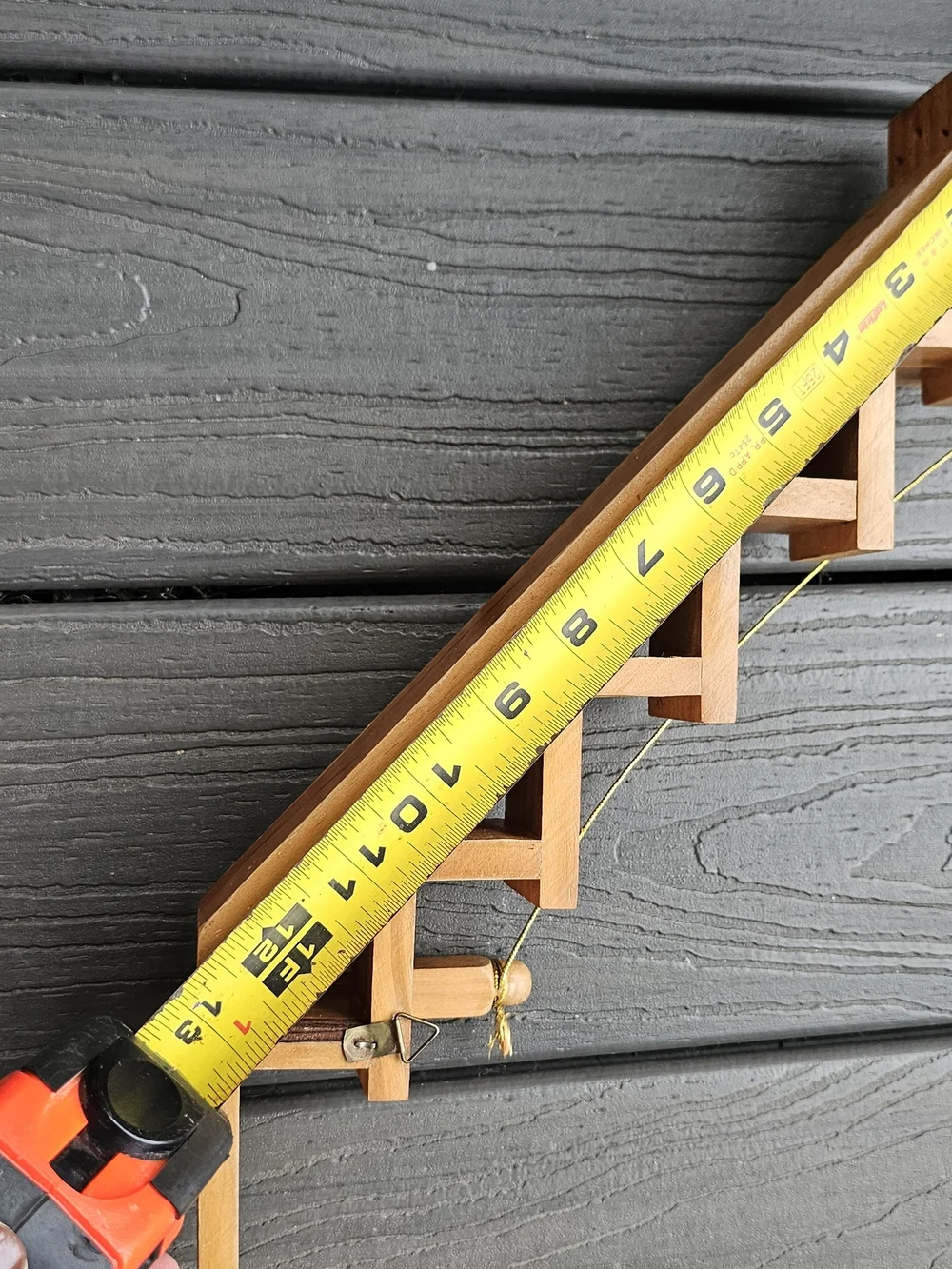Vintage Wooden Staircase Hanging Wall Shelf Miniature Figurine Display Steps
